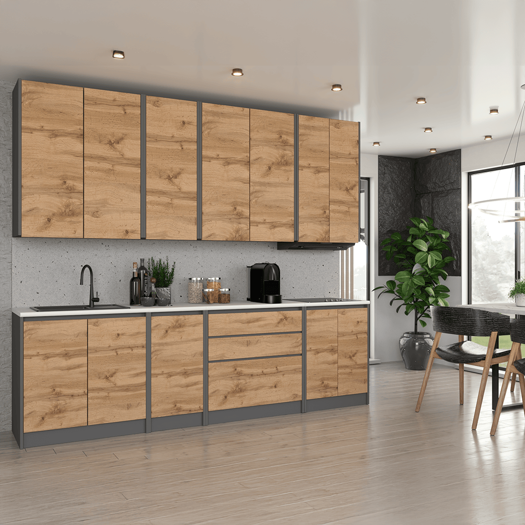 Zestaw Mebli Kuchennych Bezuchwytowy 260 cm