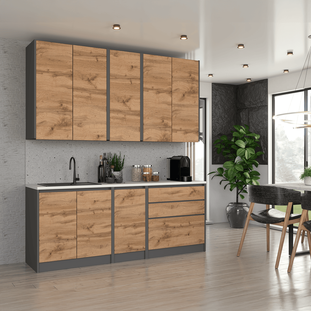 Zestaw Mebli Kuchennych Bezuchwytowy 200 cm